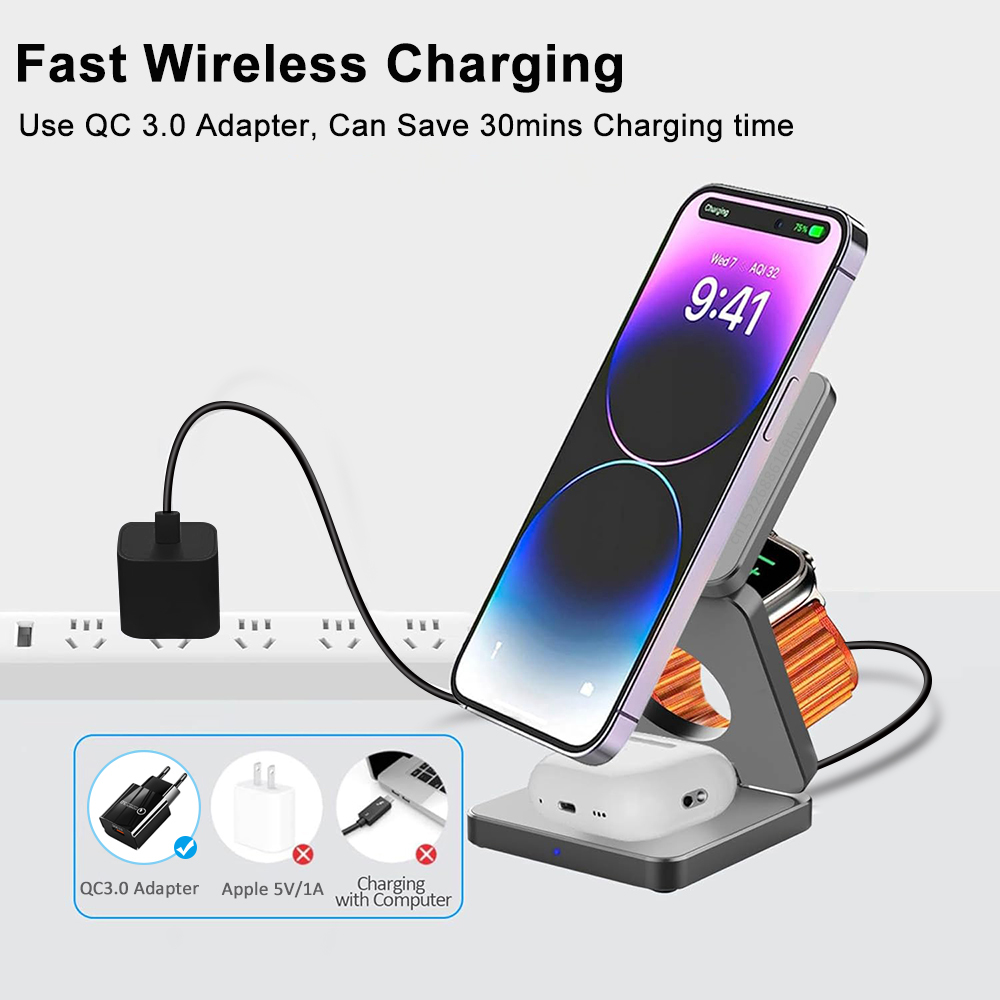 Wireless Charger 3 in 1 Foldab - огляд і ціна Wireless Charger Watch