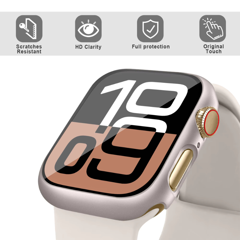 Glass+Case For Apple Watch 44m - огляд і ціна Smartwatch Band Accessories