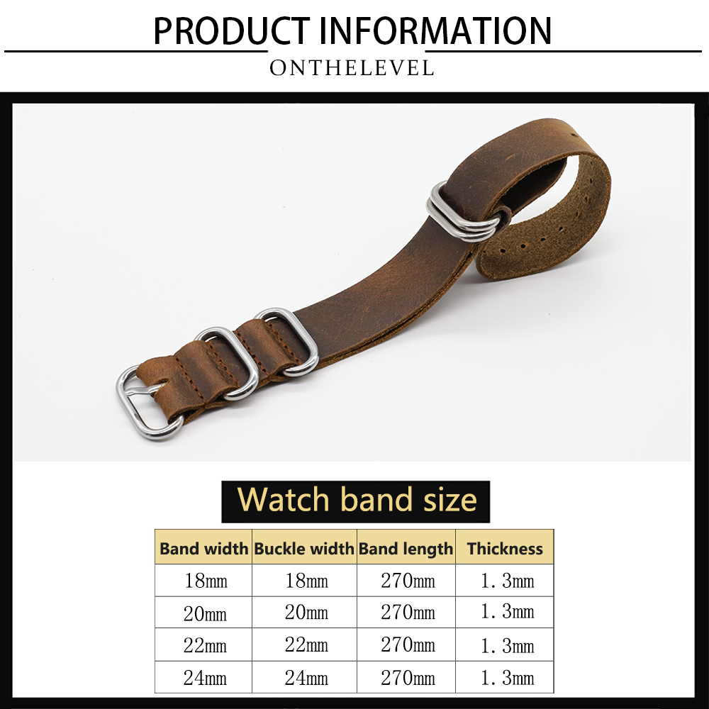Genuine Leather Watch Band 18m - огляд і ціна Nylon Nato Strap